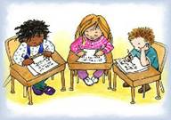 children writing